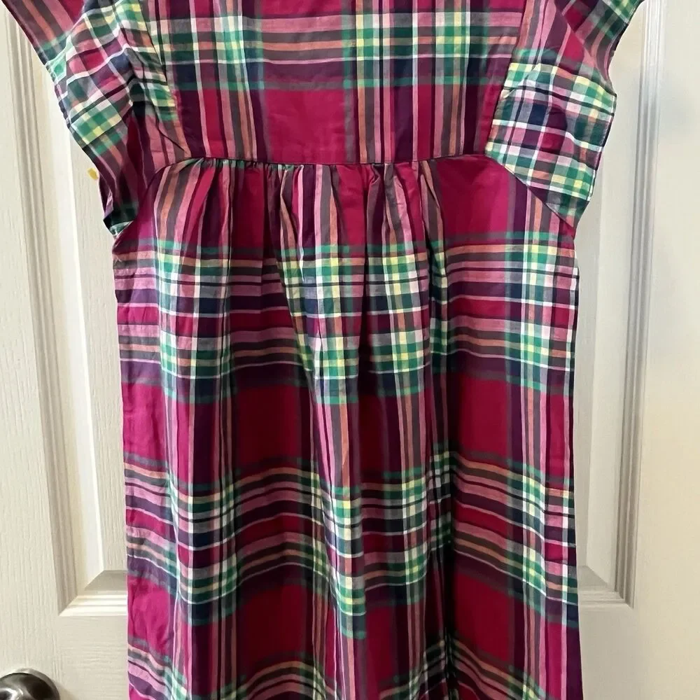 Tea Collection Lucknow Plaid Tunic Dress with Tassels Cotton Girls Size 12